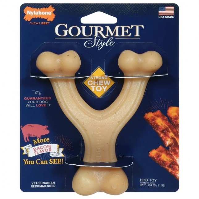 Nylabone Gourmet - עצם לעיסה דנטלית בטעם בייקון SMALL 